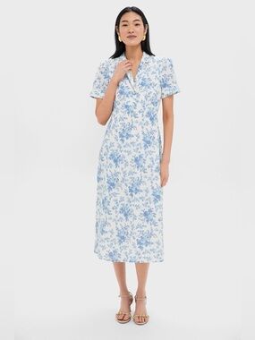 Tuckernuck NWT Forget Me Not Blue Floral Bellamy Midi Dress Line Cotton
